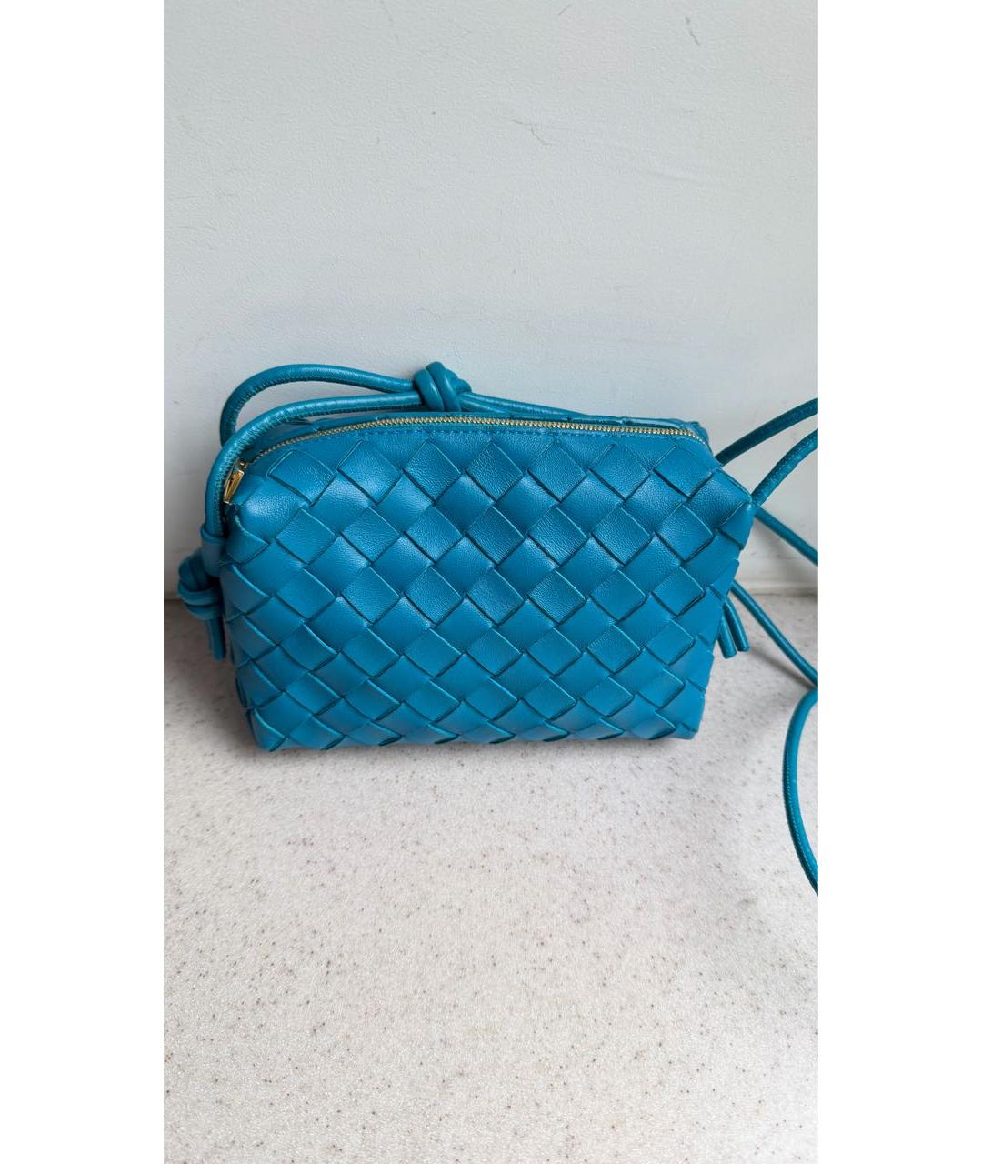 BOTTEGA VENETA Синяя кожаная сумка через плечо, фото 2