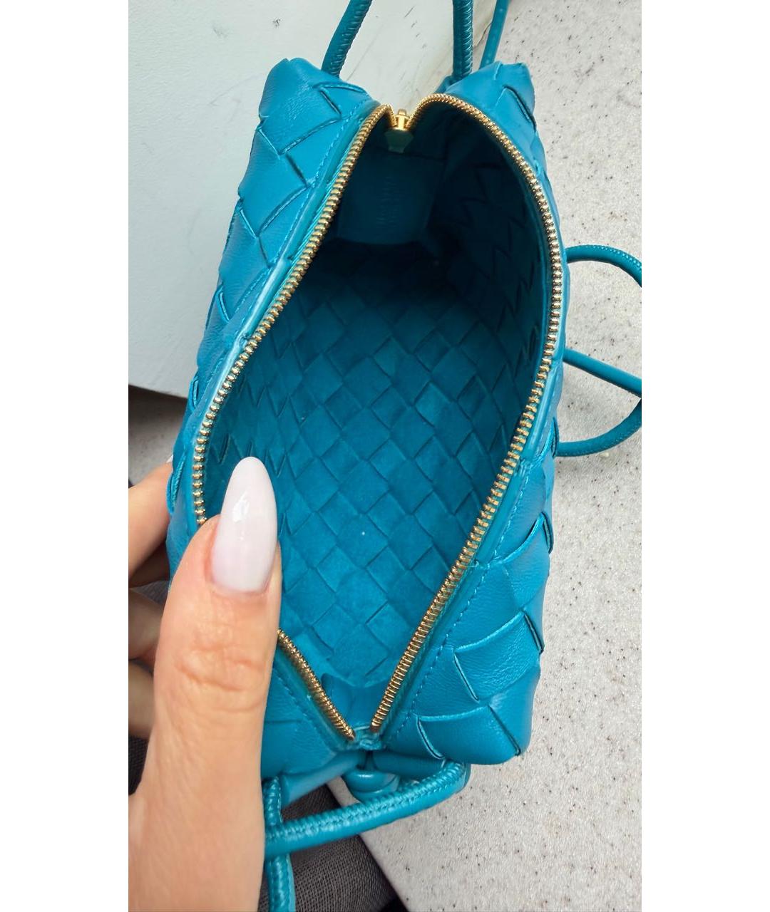 BOTTEGA VENETA Синяя кожаная сумка через плечо, фото 5