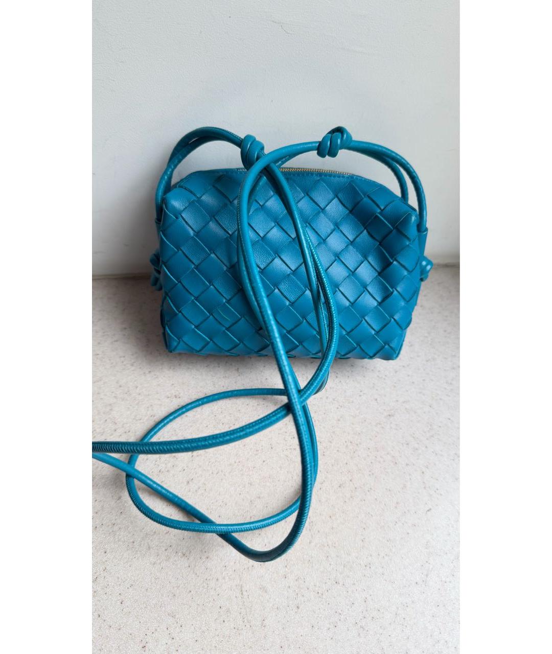 BOTTEGA VENETA Синяя кожаная сумка через плечо, фото 8