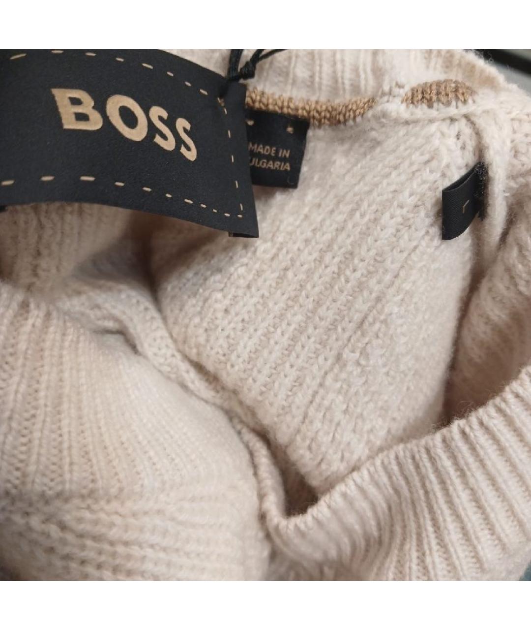 HUGO BOSS Бежевый шерстяной джемпер / свитер, фото 4