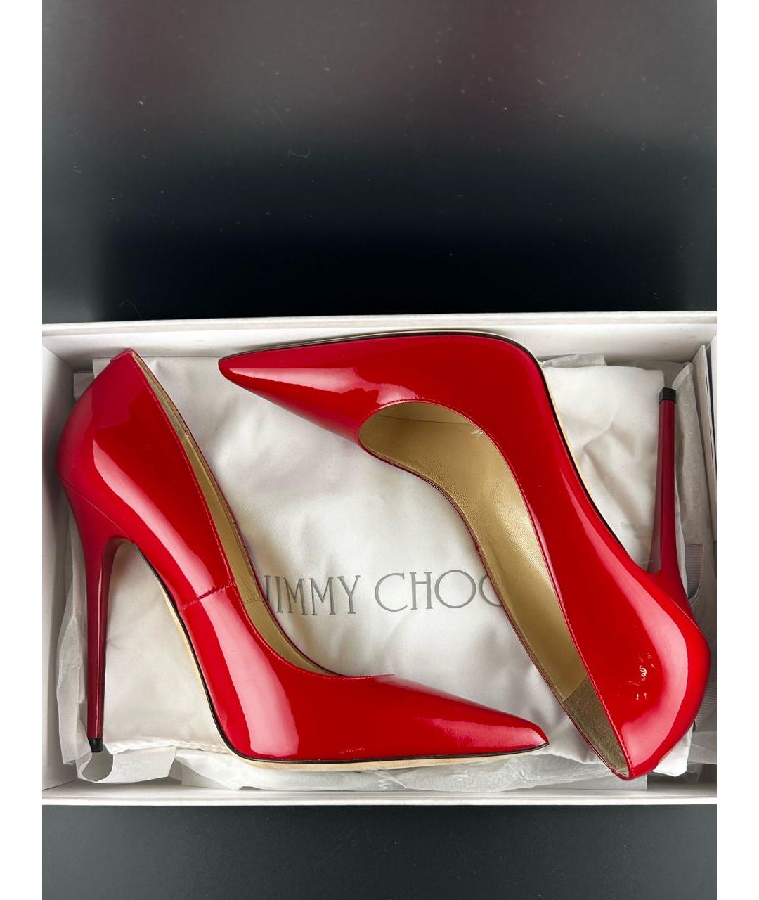 JIMMY CHOO Красные туфли из лакированной кожи, фото 7