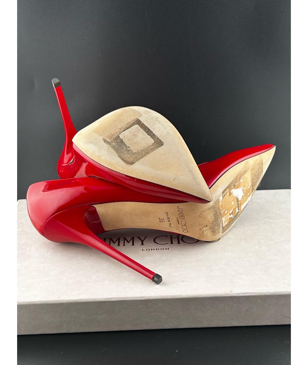 JIMMY CHOO Красные туфли из лакированной кожи, фото 5