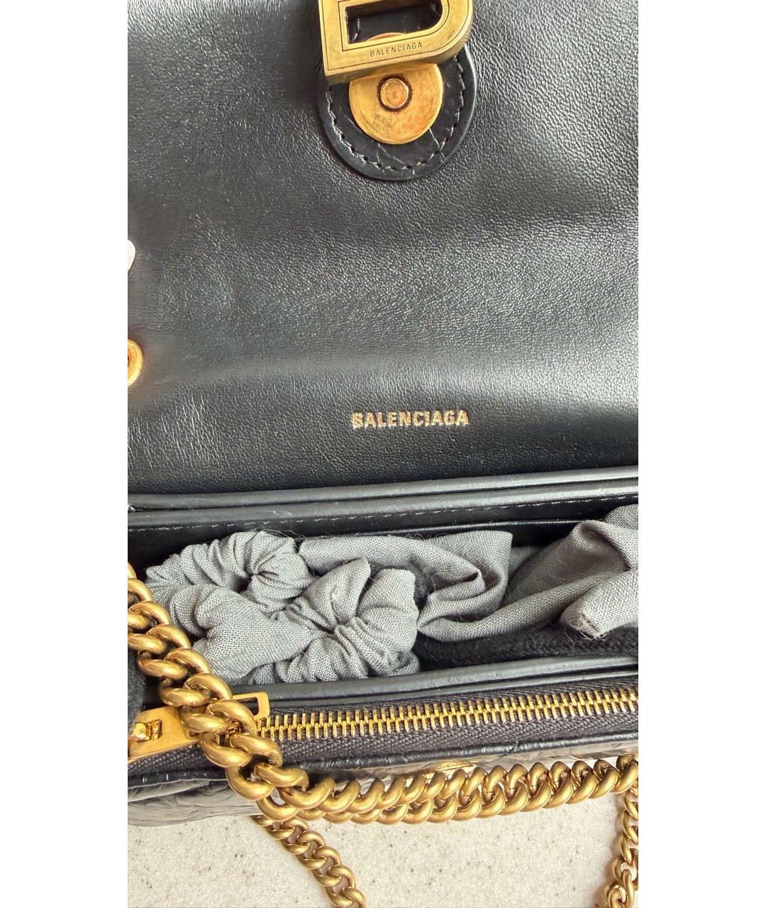 BALENCIAGA Черная кожаная сумка через плечо, фото 5