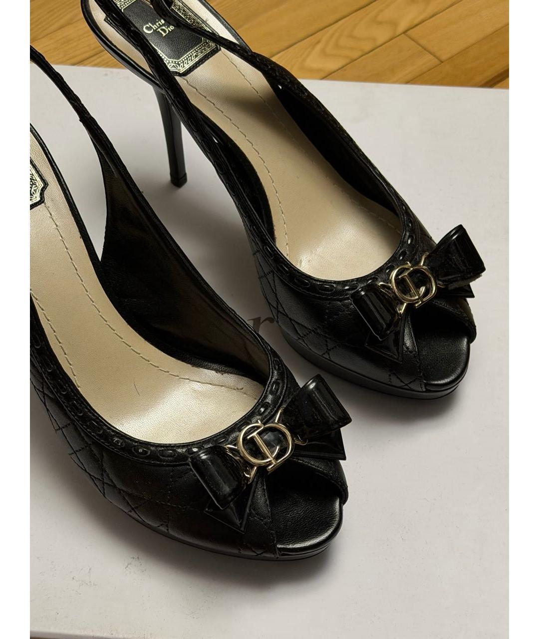 CHRISTIAN DIOR Черные кожаные босоножки, фото 8