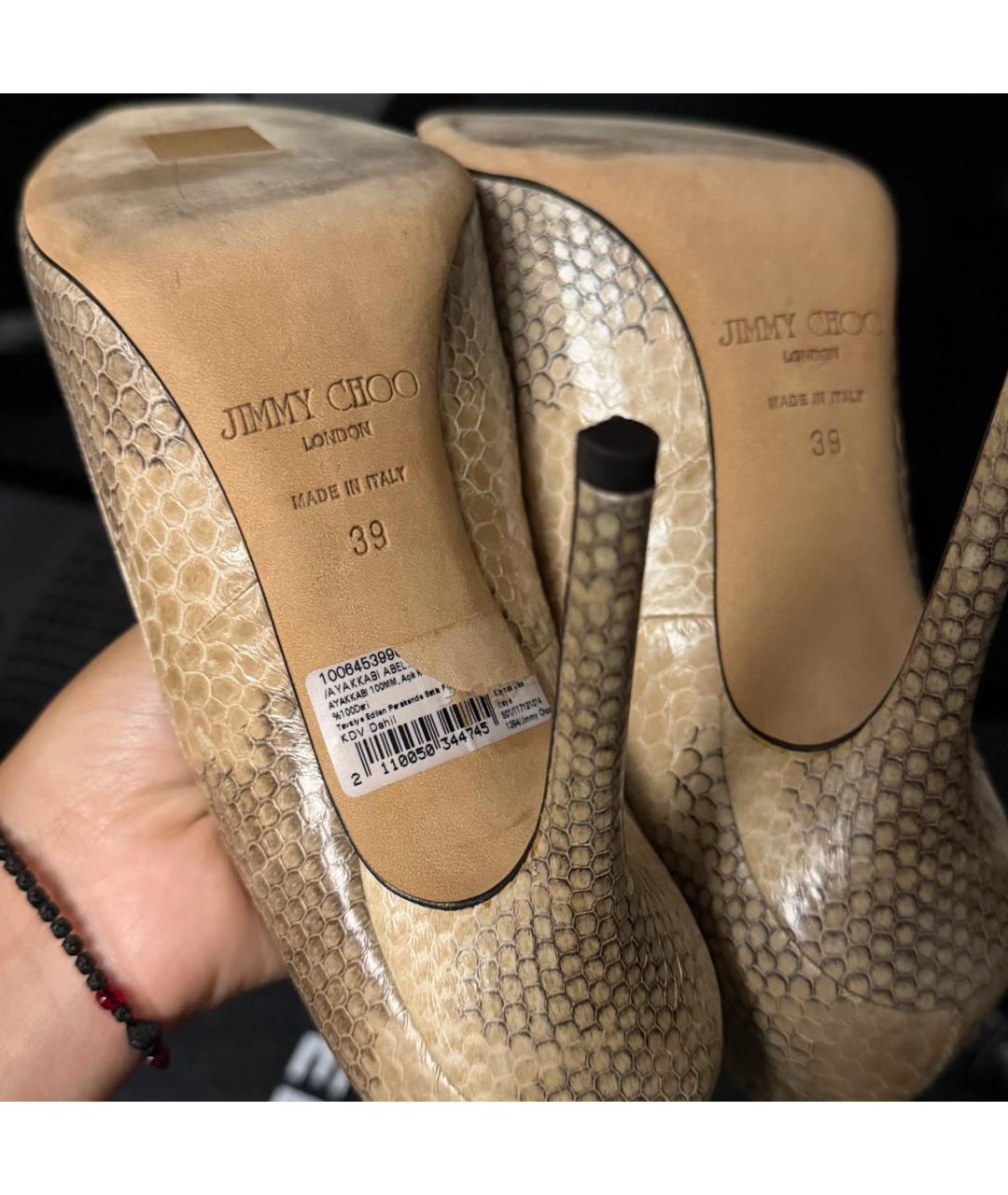 JIMMY CHOO Бежевые туфли из экзотической кожи, фото 7
