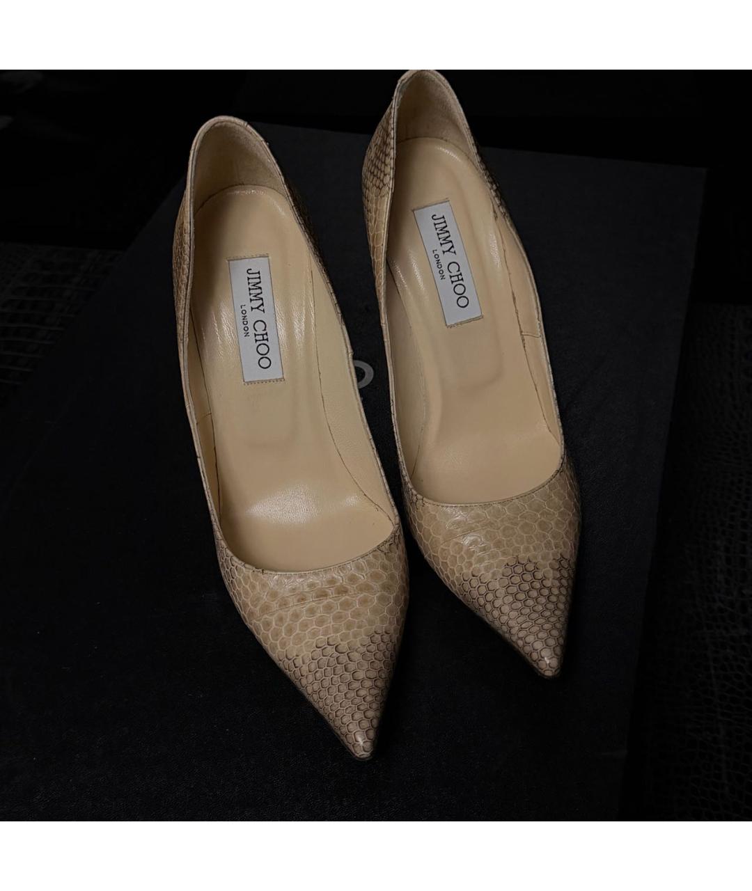JIMMY CHOO Бежевые туфли из экзотической кожи, фото 3