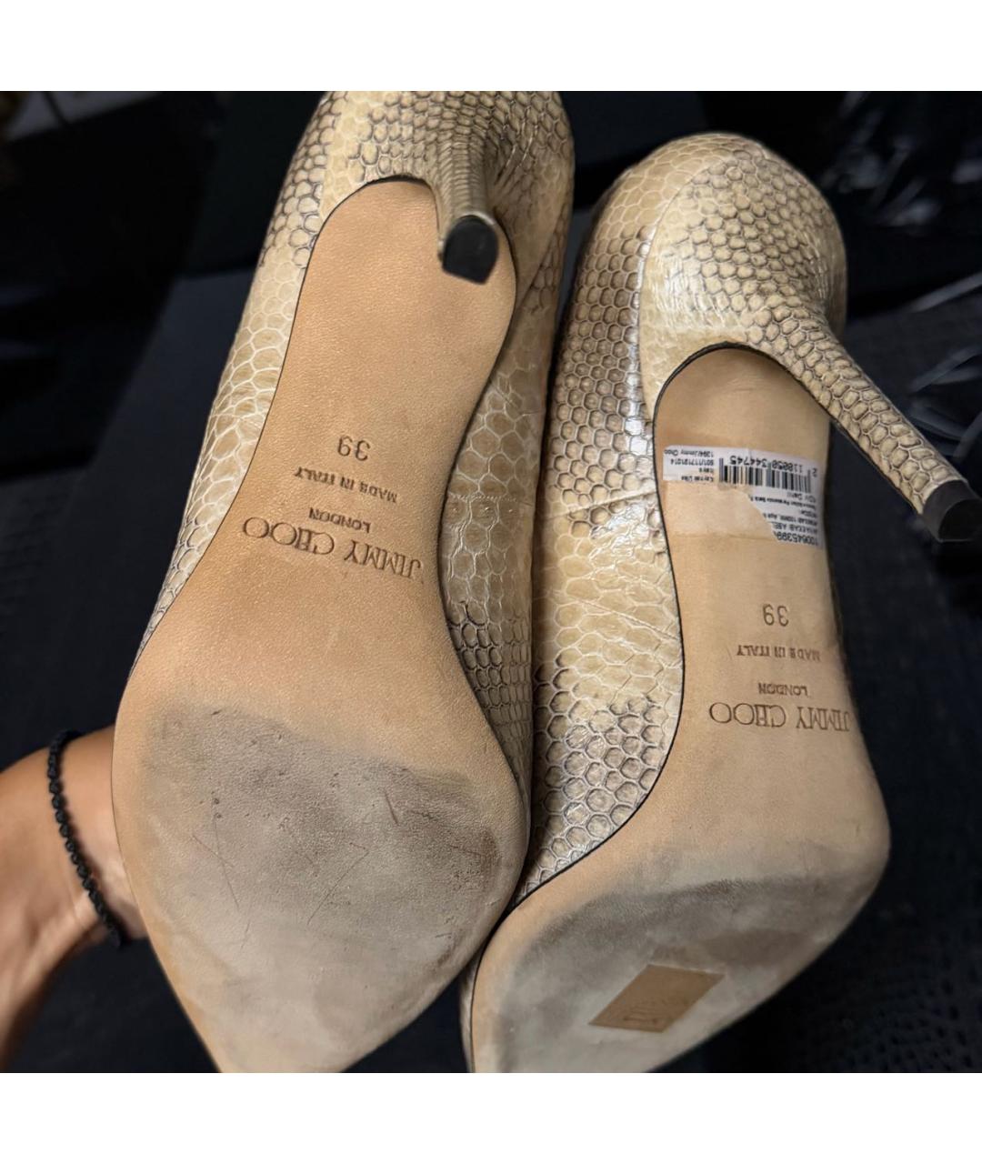 JIMMY CHOO Бежевые туфли из экзотической кожи, фото 6