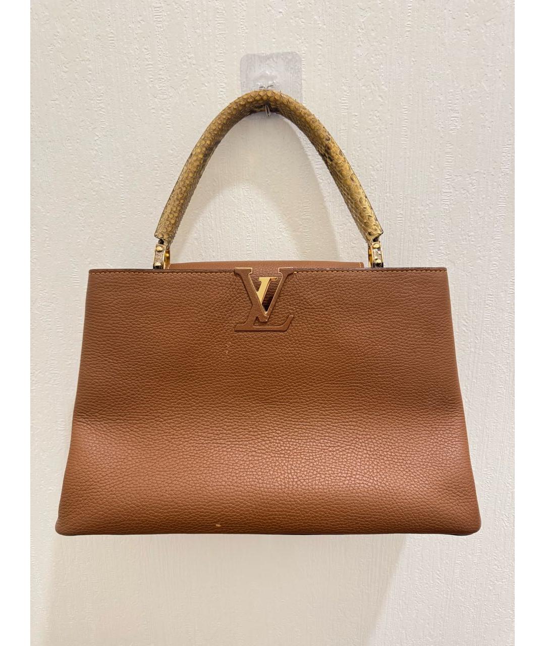LOUIS VUITTON Коричневая кожаная сумка с короткими ручками, фото 3