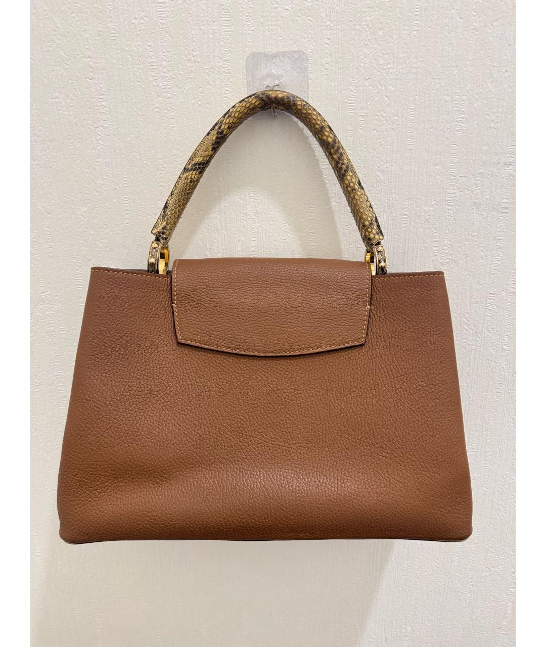 LOUIS VUITTON Коричневая кожаная сумка с короткими ручками, фото 2