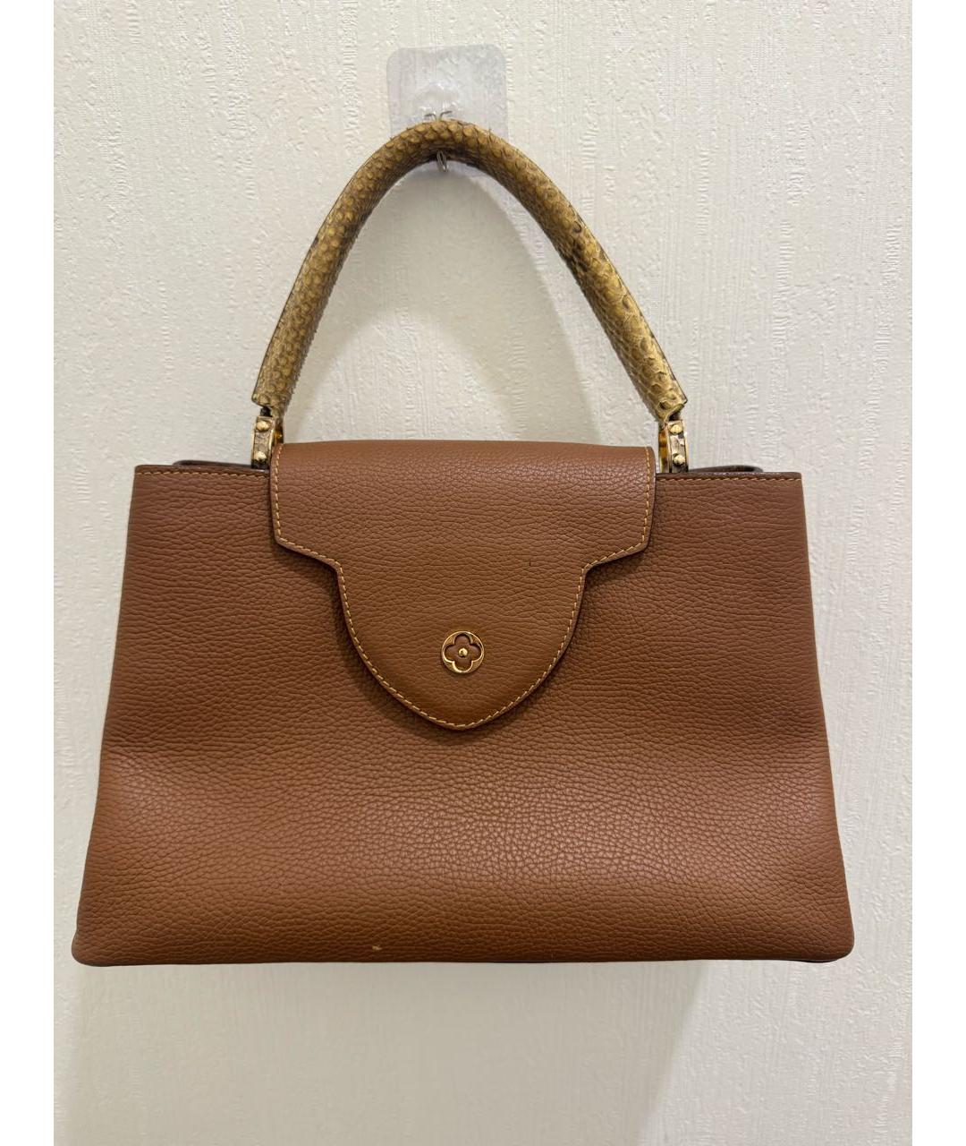 LOUIS VUITTON Коричневая кожаная сумка с короткими ручками, фото 9