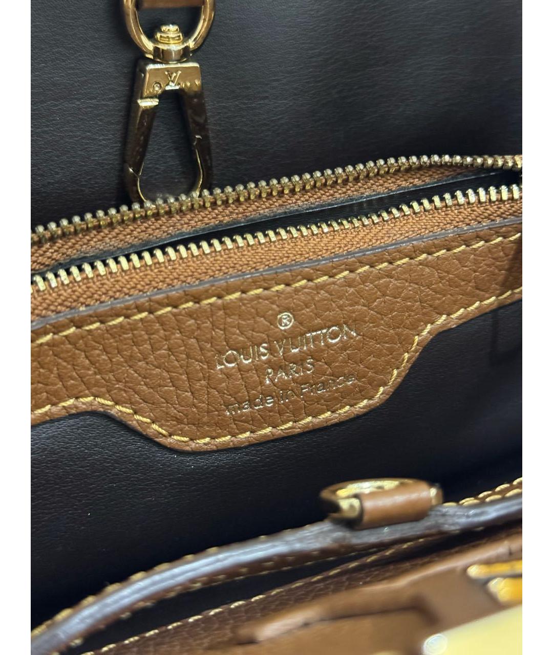 LOUIS VUITTON Коричневая кожаная сумка с короткими ручками, фото 7
