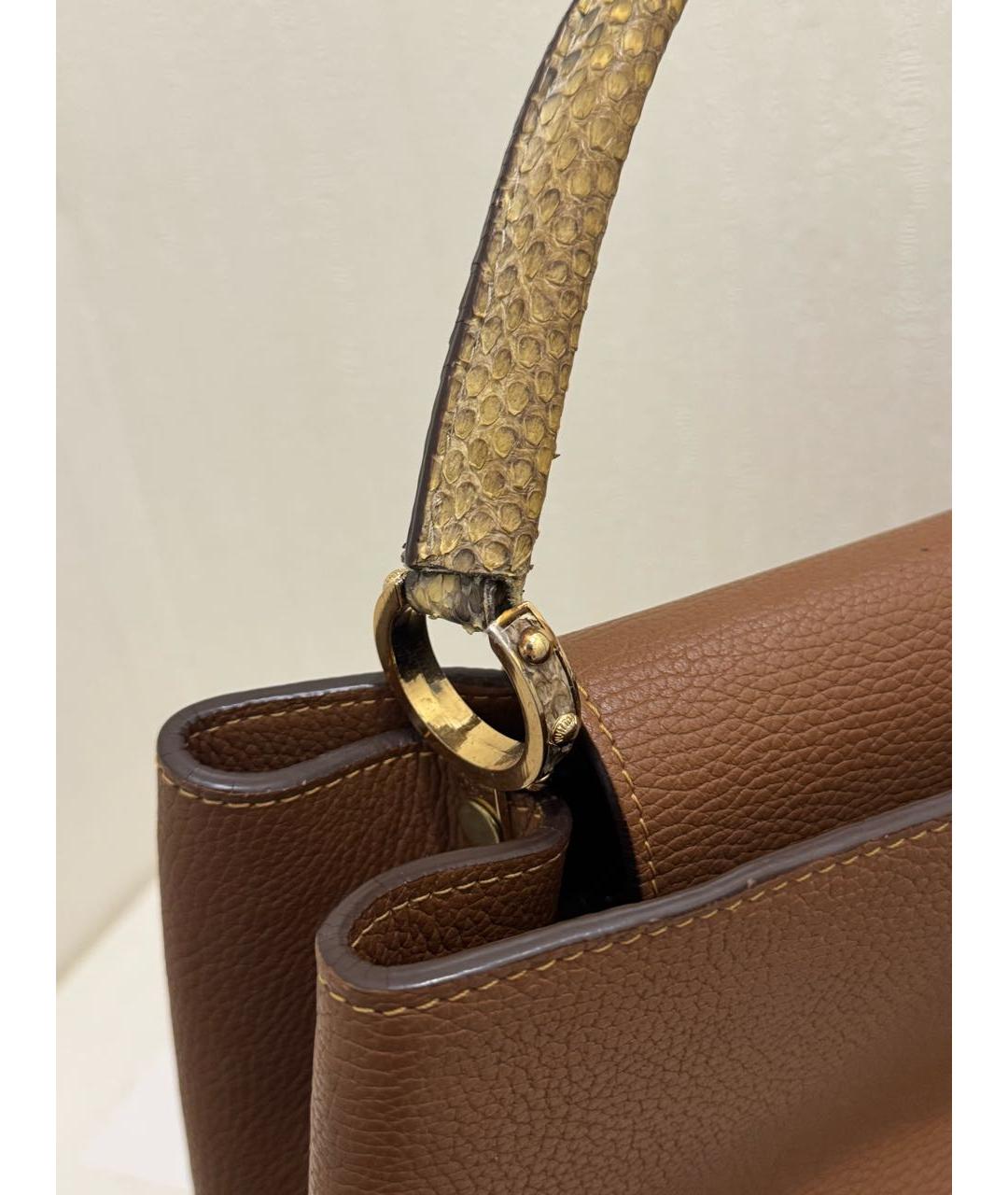 LOUIS VUITTON Коричневая кожаная сумка с короткими ручками, фото 8