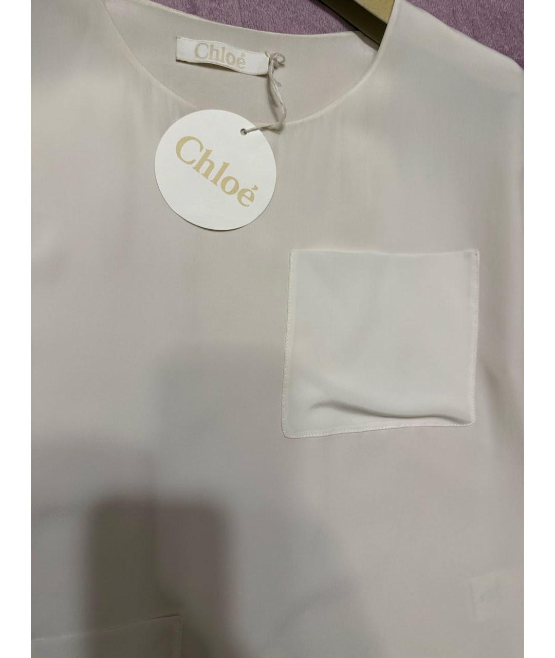 CHLOE Белая шелковая блузы, фото 3