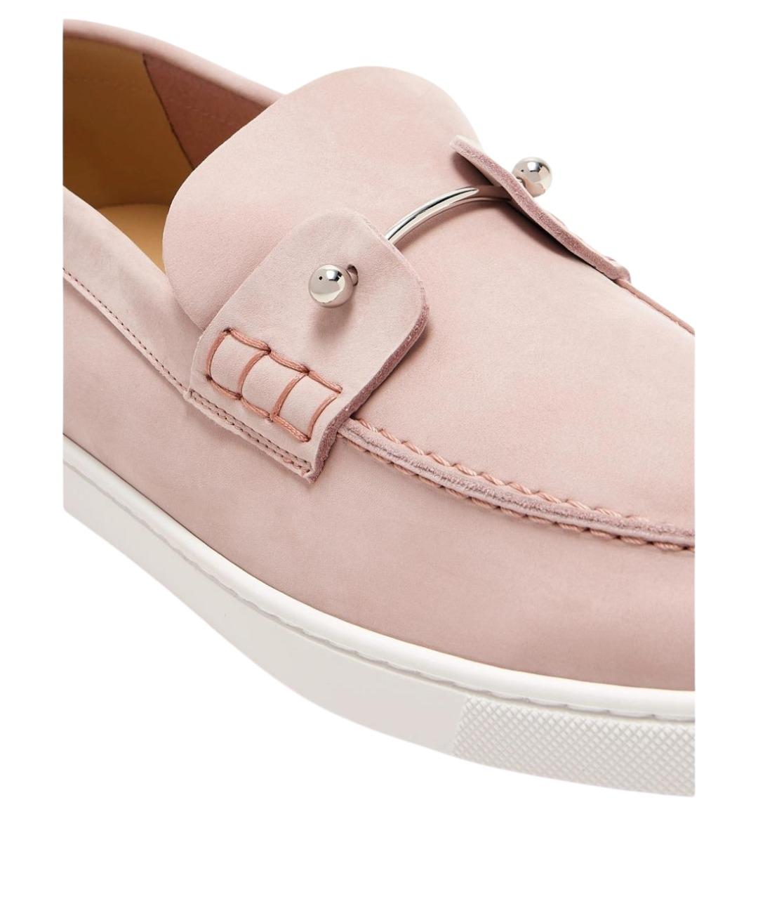 CHRISTIAN LOUBOUTIN Розовые кожаные лоферы, фото 2
