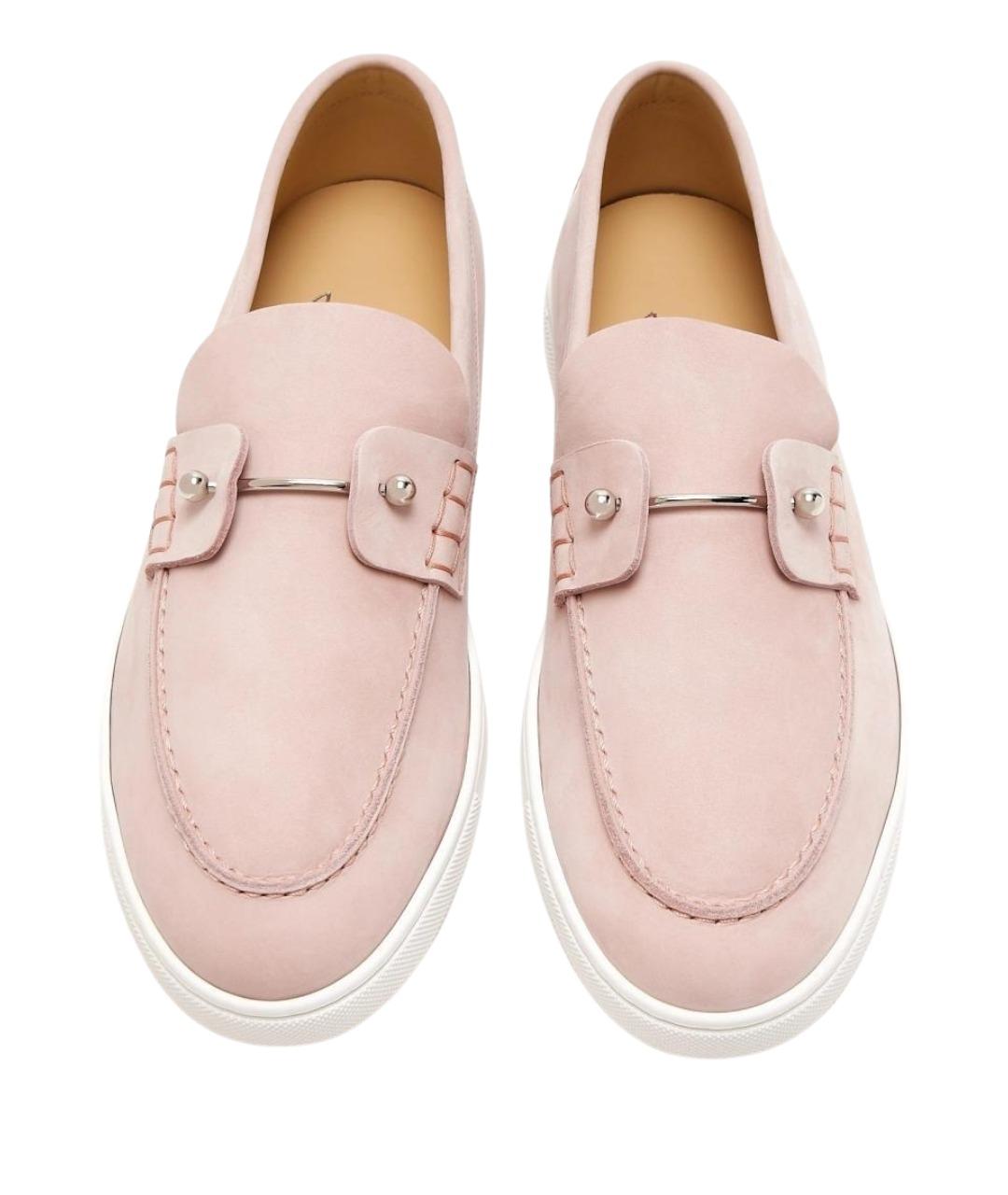 CHRISTIAN LOUBOUTIN Розовые кожаные лоферы, фото 4