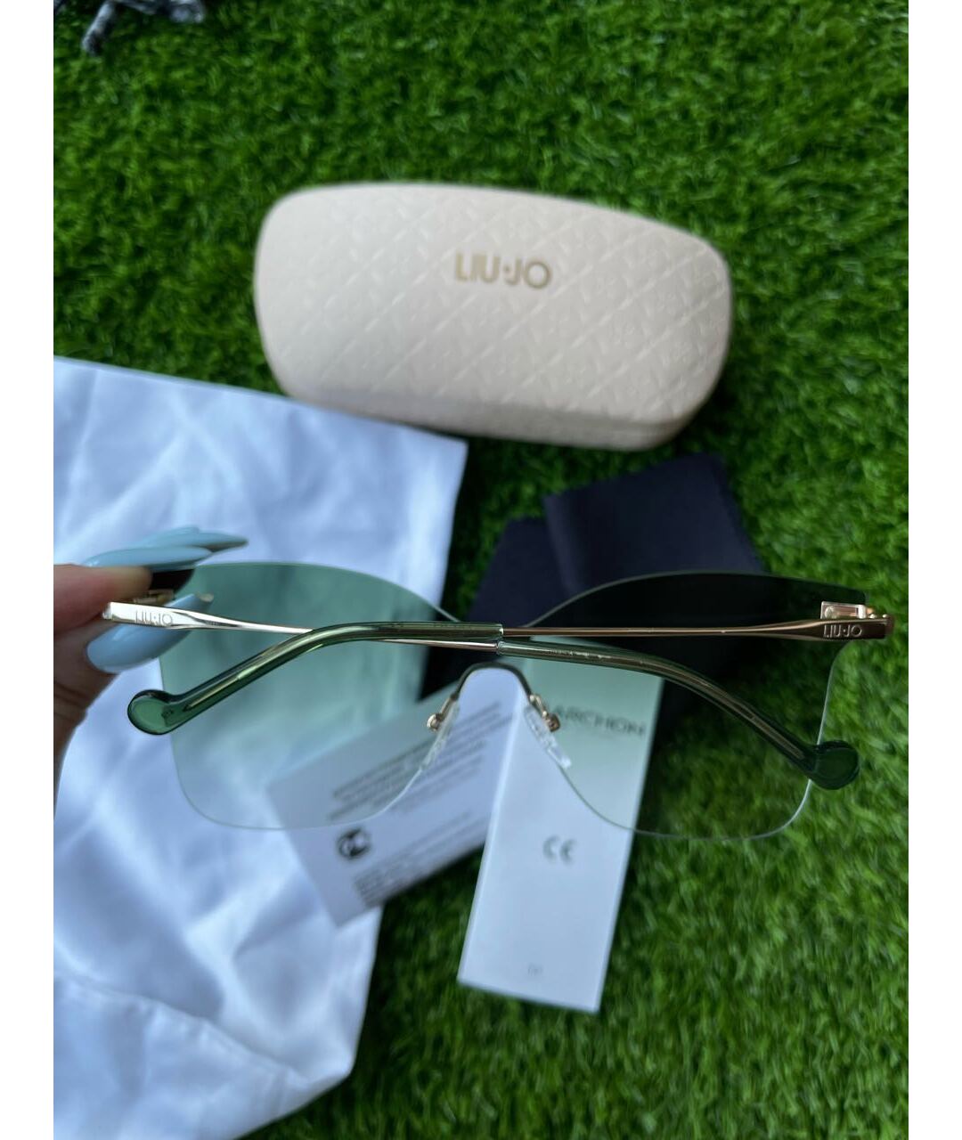 LIU JO Золотые металлические солнцезащитные очки, фото 5
