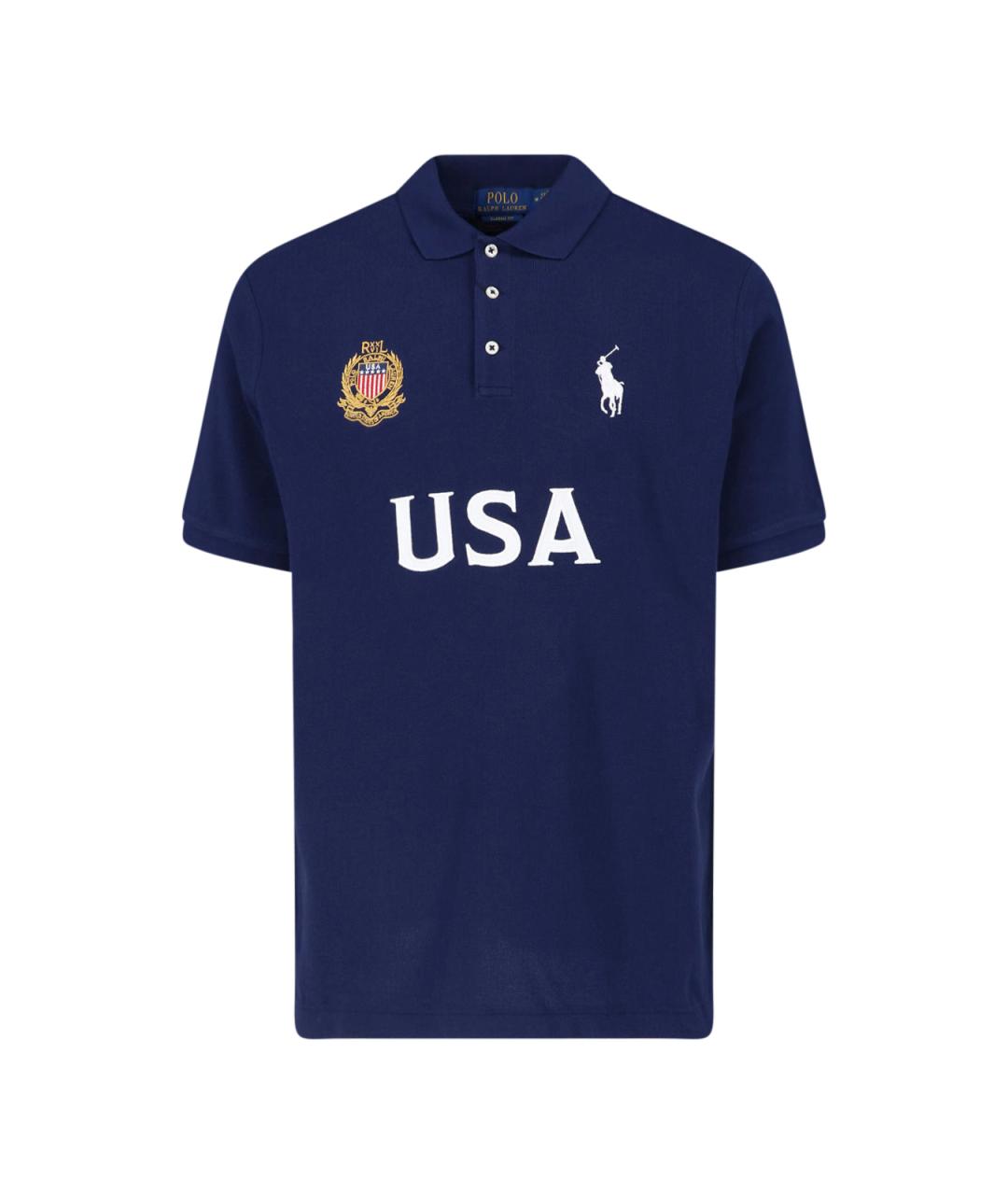 POLO RALPH LAUREN Синее хлопковое поло с коротким рукавом, фото 1