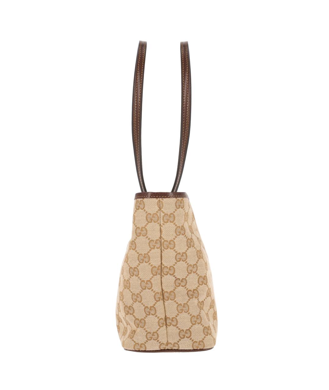 GUCCI Бежевая тканевая сумка тоут, фото 5