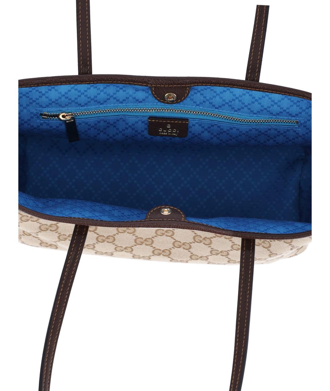 GUCCI Бежевая тканевая сумка тоут, фото 4