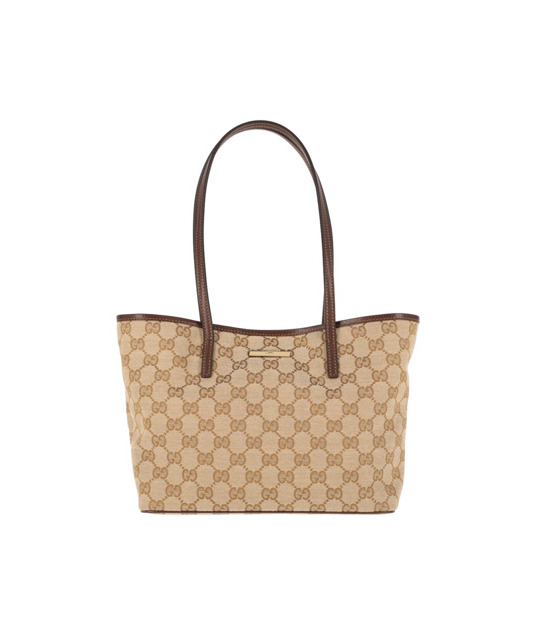 GUCCI Бежевая тканевая сумка тоут, фото 1