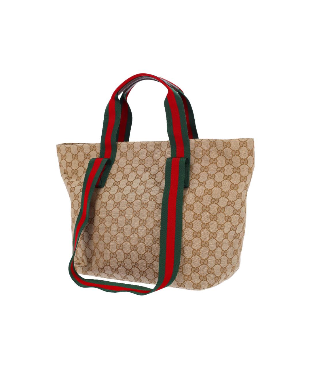 GUCCI Бежевая тканевая сумка тоут, фото 2