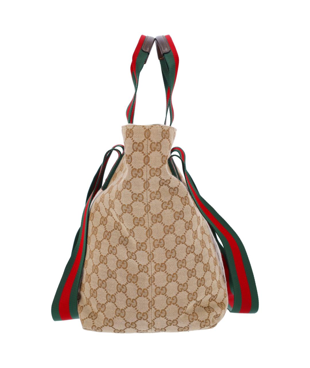 GUCCI Бежевая тканевая сумка тоут, фото 5