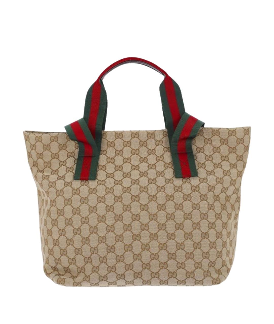 GUCCI Бежевая тканевая сумка тоут, фото 1