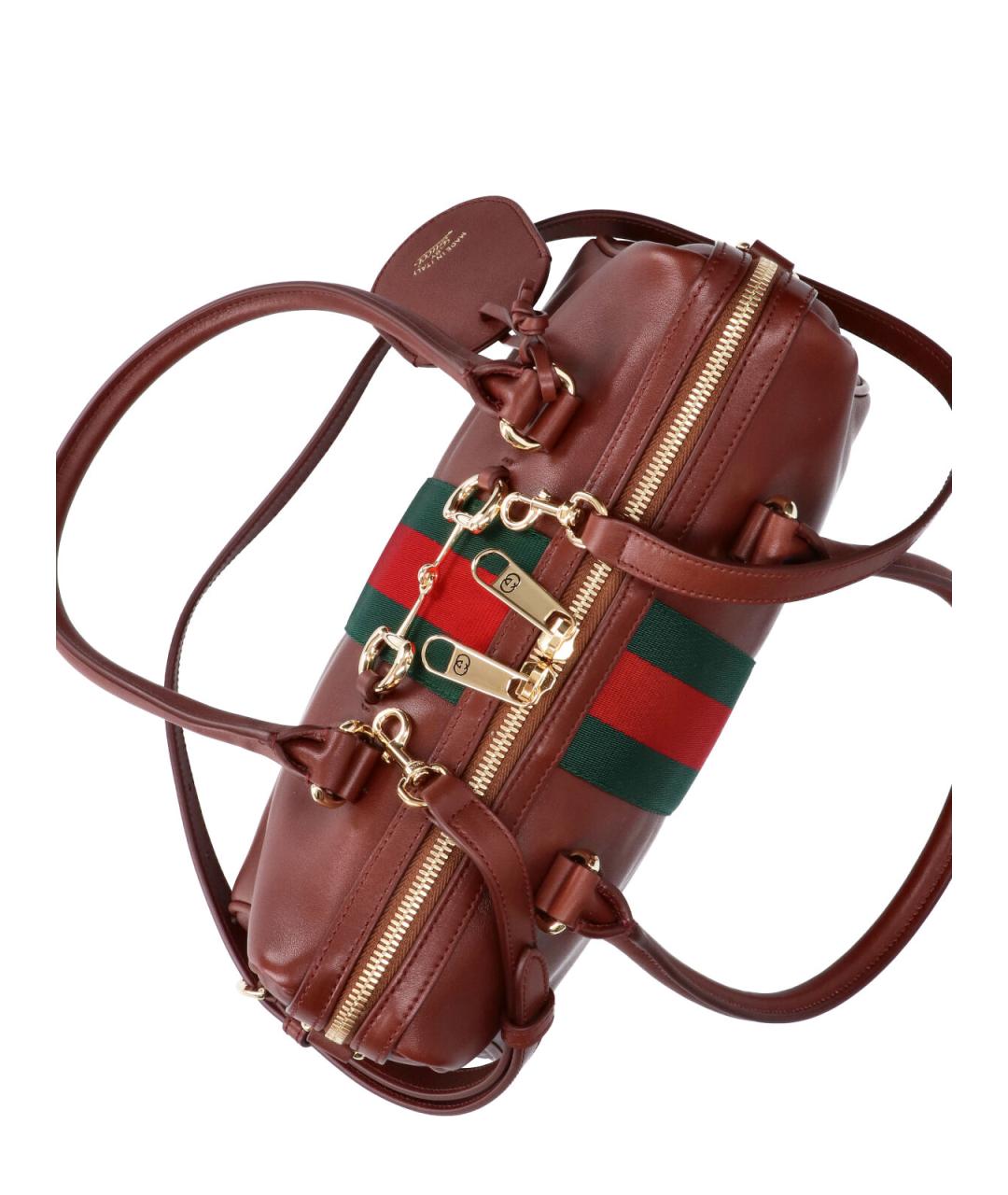 GUCCI Коричневая кожаная сумка через плечо, фото 4