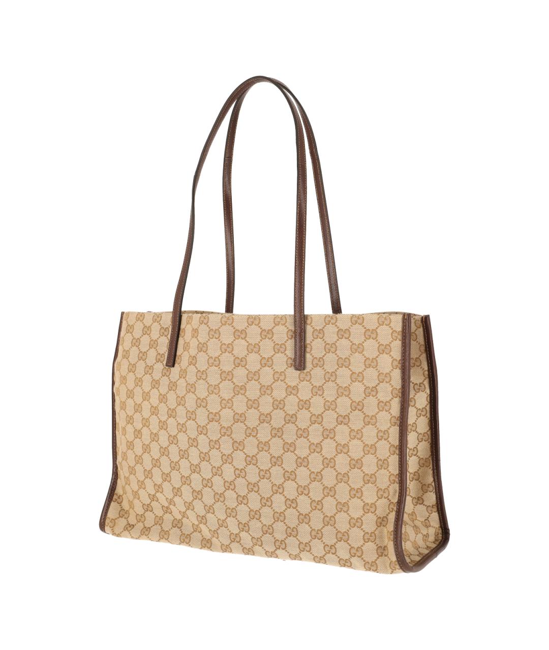 GUCCI Бежевая тканевая сумка тоут, фото 2