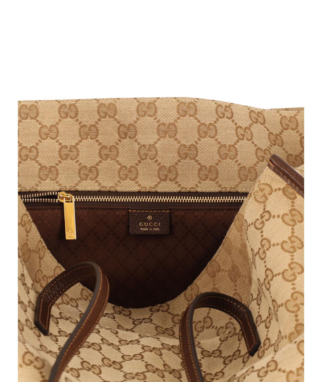 GUCCI Бежевая тканевая сумка тоут, фото 4