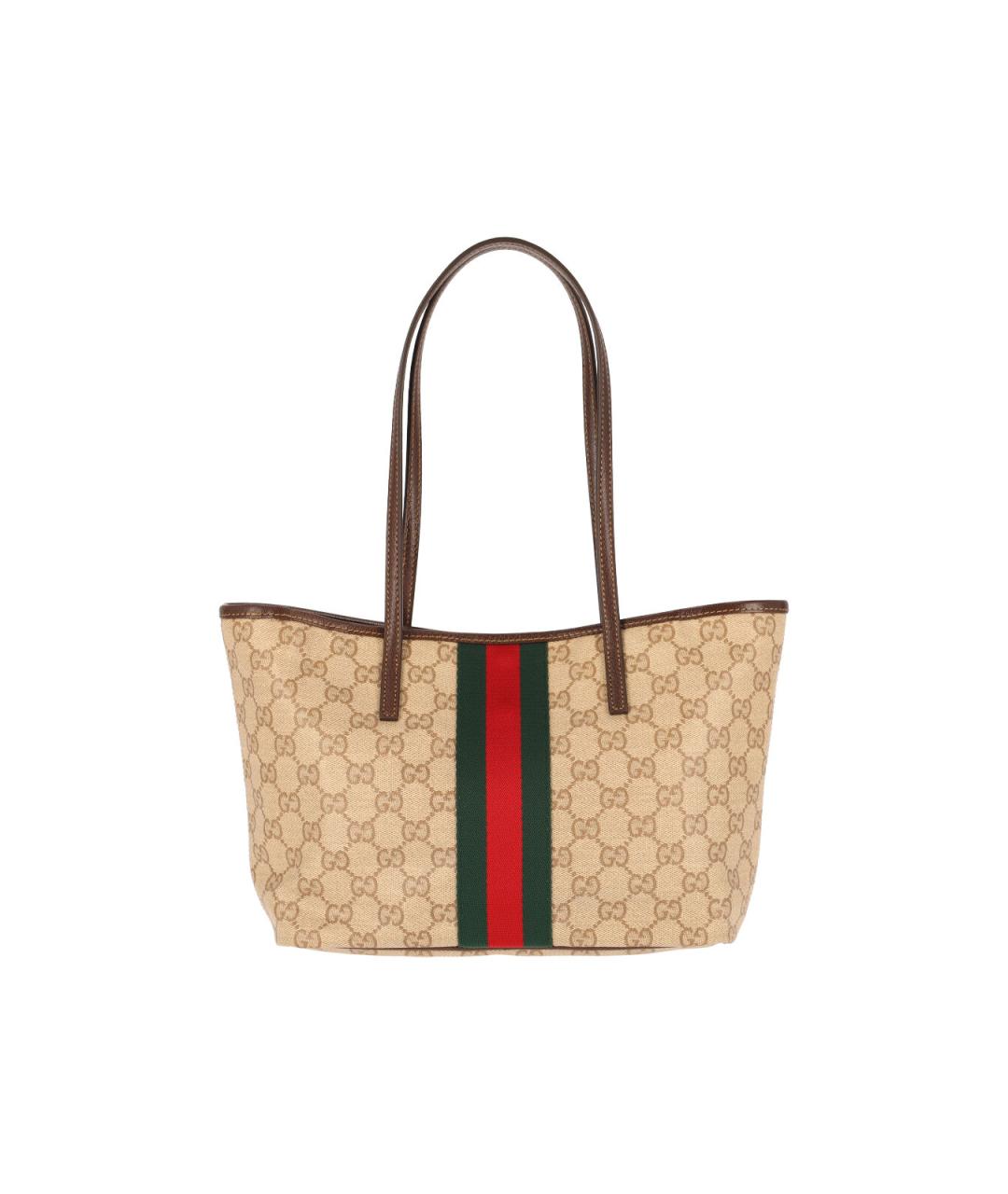 GUCCI Бежевая хлопковая сумка тоут, фото 3