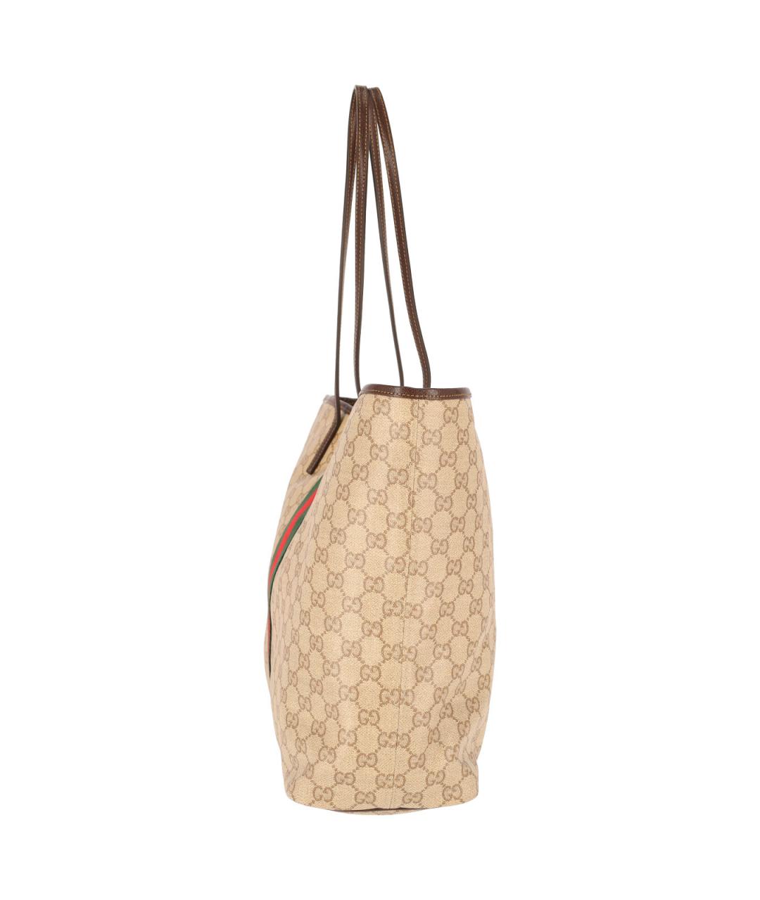 GUCCI Бежевая хлопковая сумка тоут, фото 5