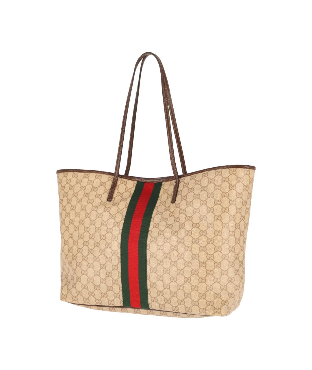 GUCCI Бежевая хлопковая сумка тоут, фото 2