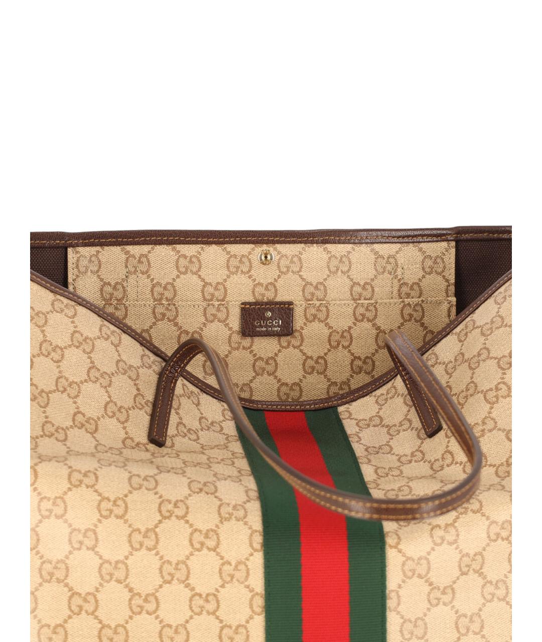 GUCCI Бежевая хлопковая сумка тоут, фото 4