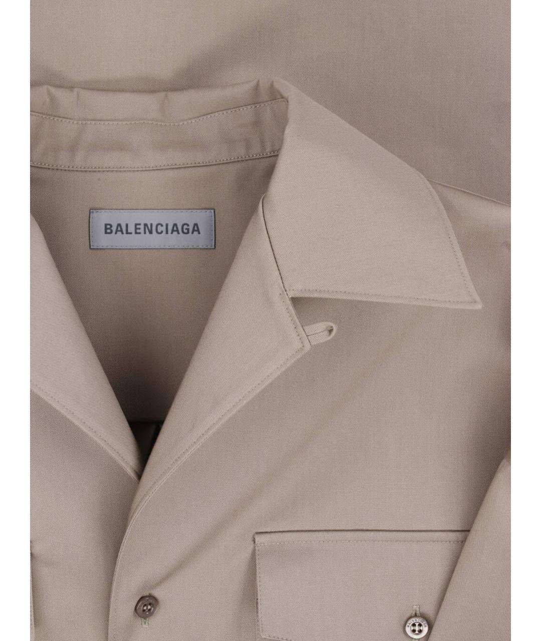 BALENCIAGA Бежевая хлопковая кэжуал рубашка, фото 5
