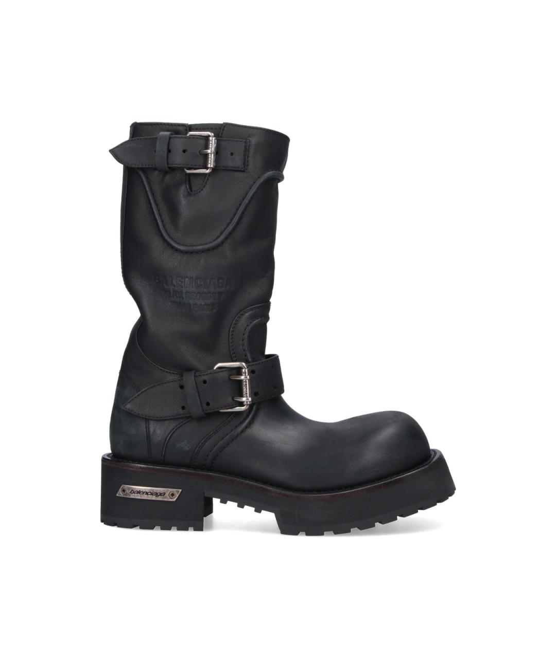 BALENCIAGA Черные кожаные сапоги, фото 1