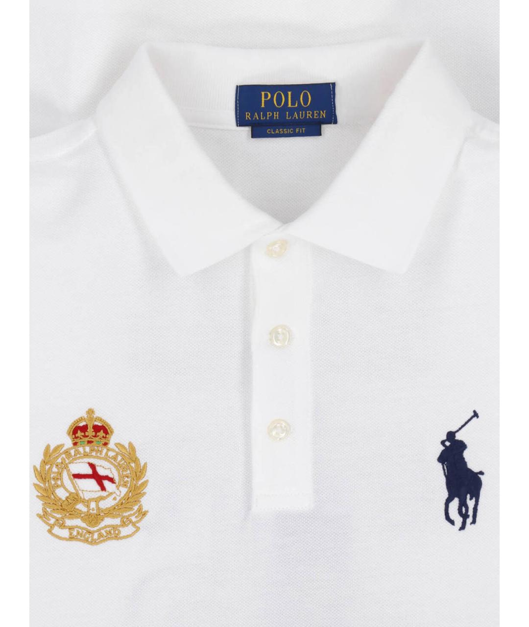 POLO RALPH LAUREN Белое хлопковое поло с коротким рукавом, фото 3