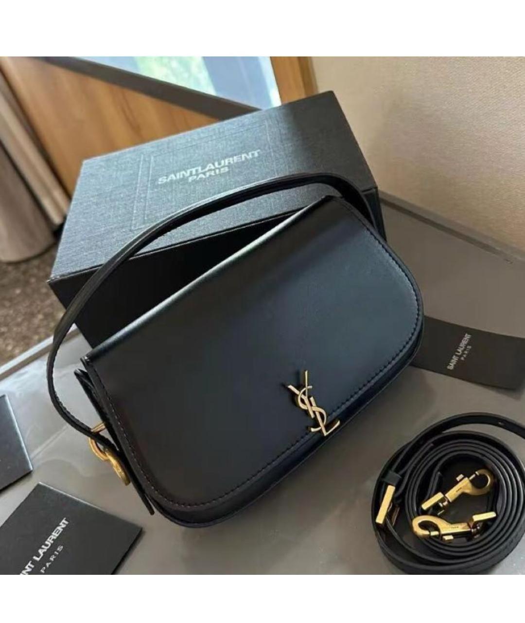 SAINT LAURENT Черная кожаная сумка через плечо, фото 3