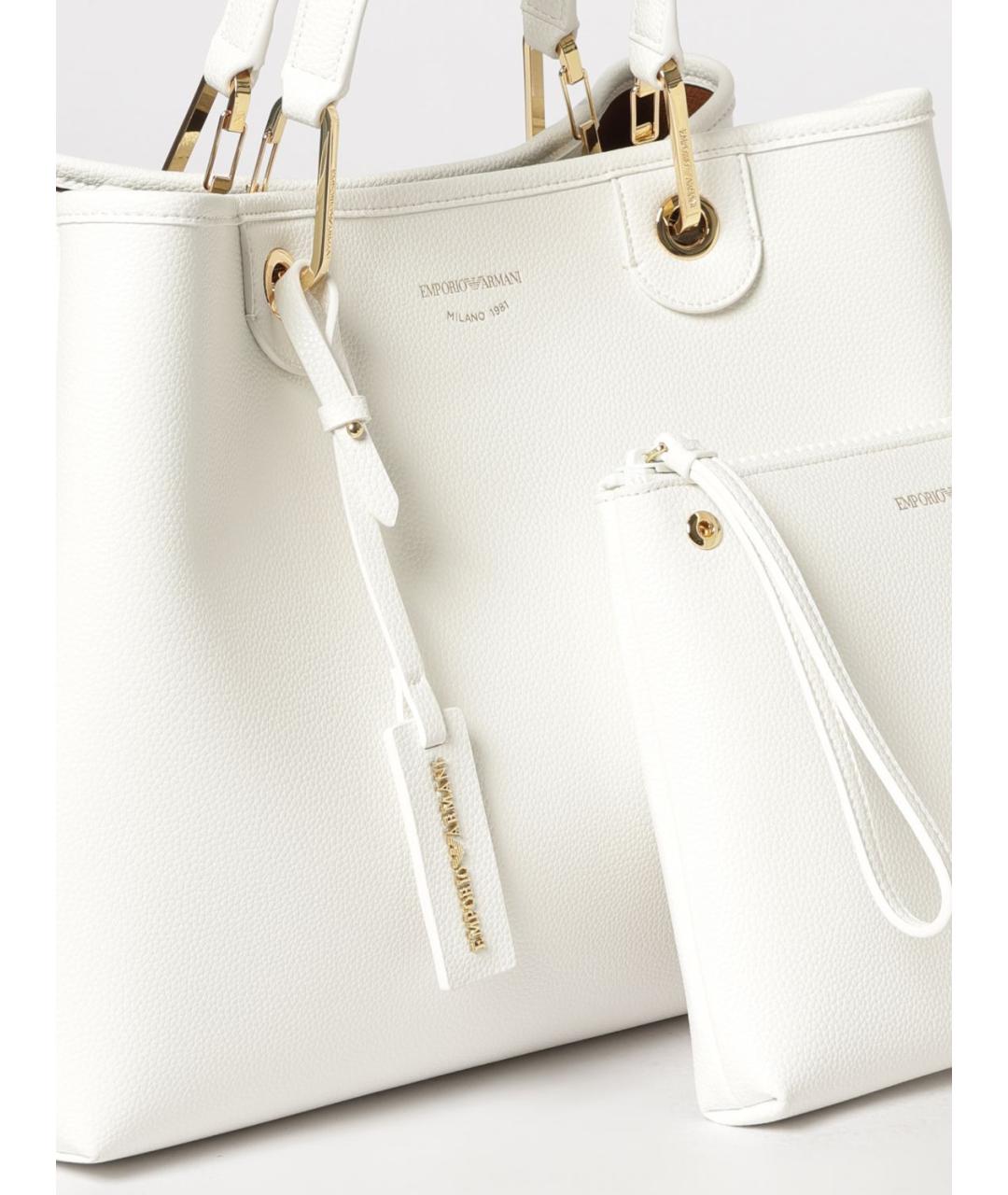 EMPORIO ARMANI Белая синтетическая сумка тоут, фото 3