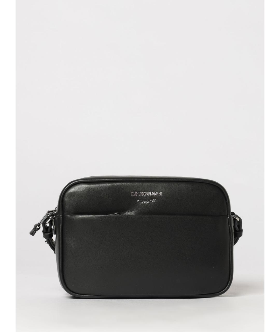 EMPORIO ARMANI Черная кожаная сумка через плечо, фото 4