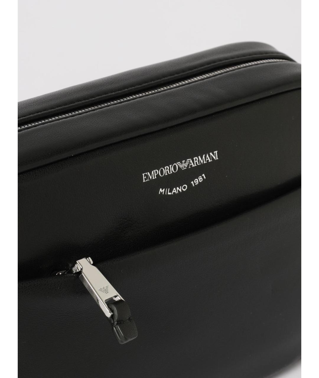 EMPORIO ARMANI Черная кожаная сумка через плечо, фото 3