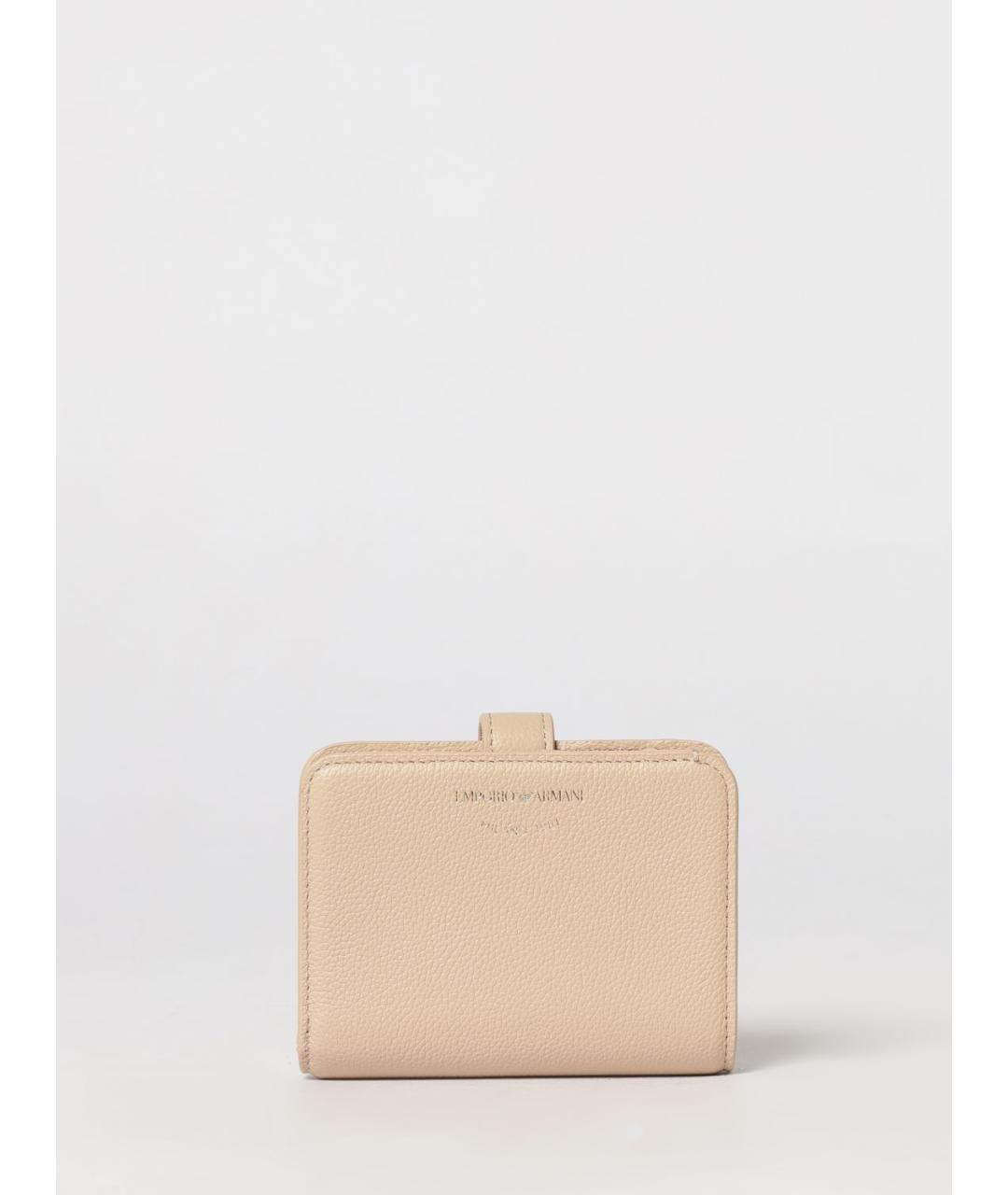 EMPORIO ARMANI Бежевый кожаный кошелек, фото 4