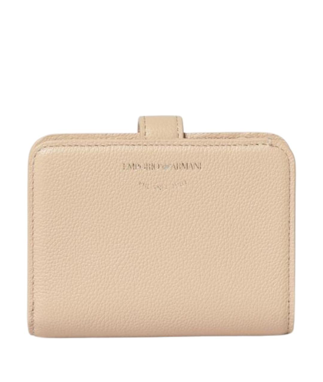 EMPORIO ARMANI Бежевый кожаный кошелек, фото 1