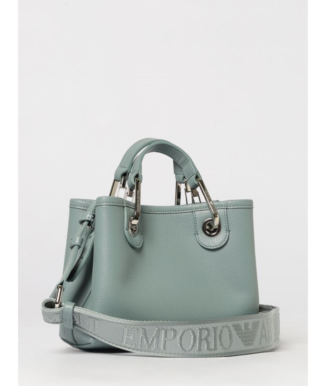 EMPORIO ARMANI Голубая синтетическая сумка тоут, фото 2