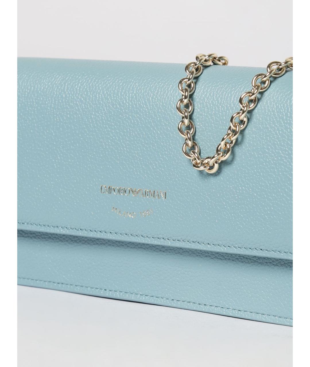 EMPORIO ARMANI Голубая кожаная сумка через плечо, фото 3