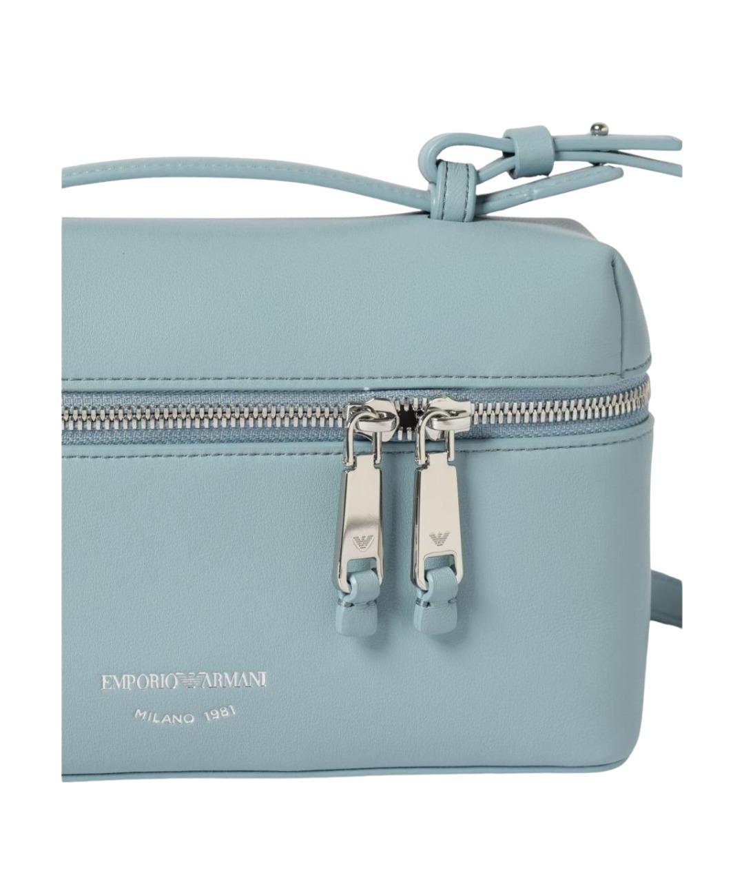 EMPORIO ARMANI Голубая кожаная сумка через плечо, фото 3