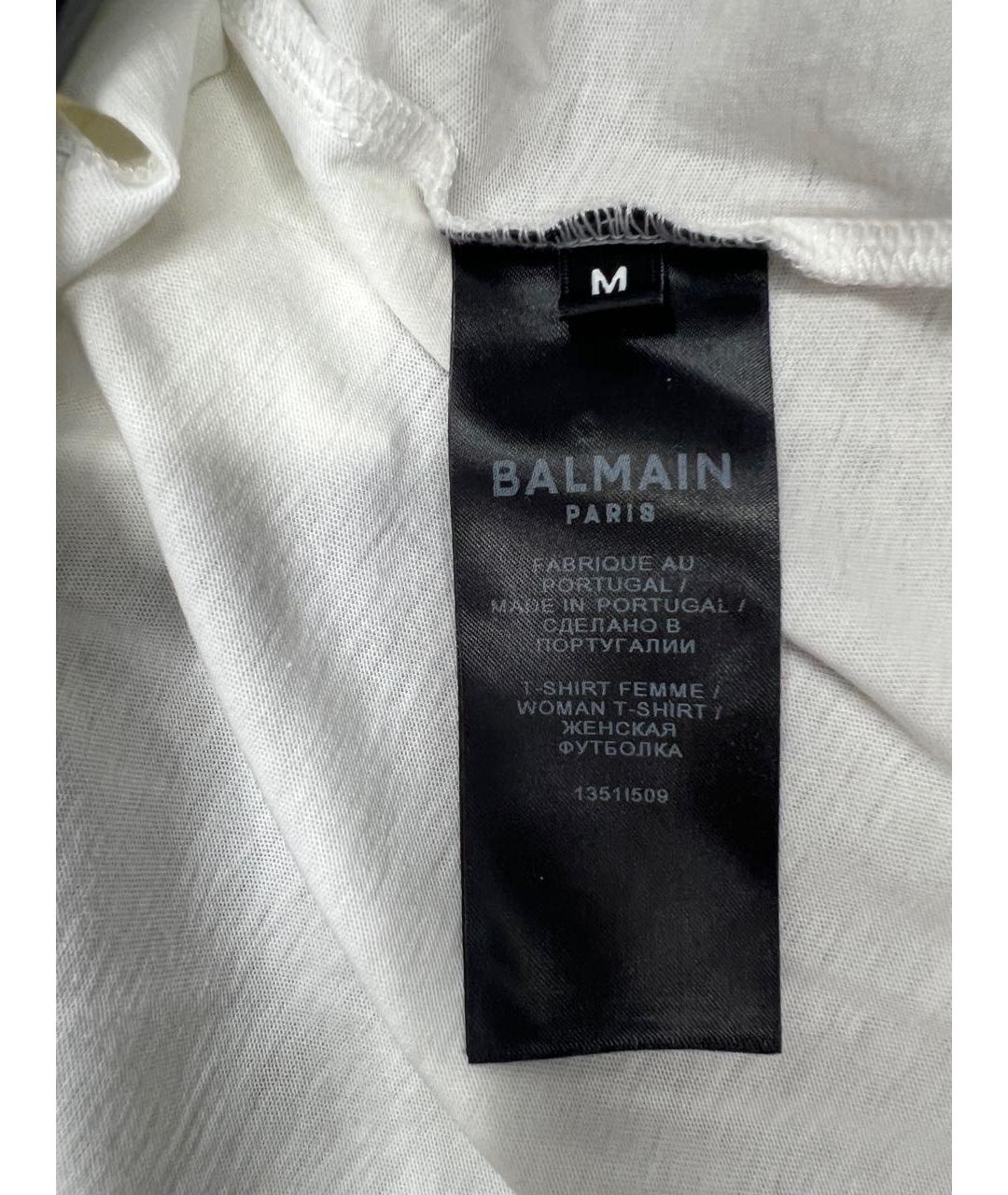 BALMAIN Белая хлопковая футболка, фото 4