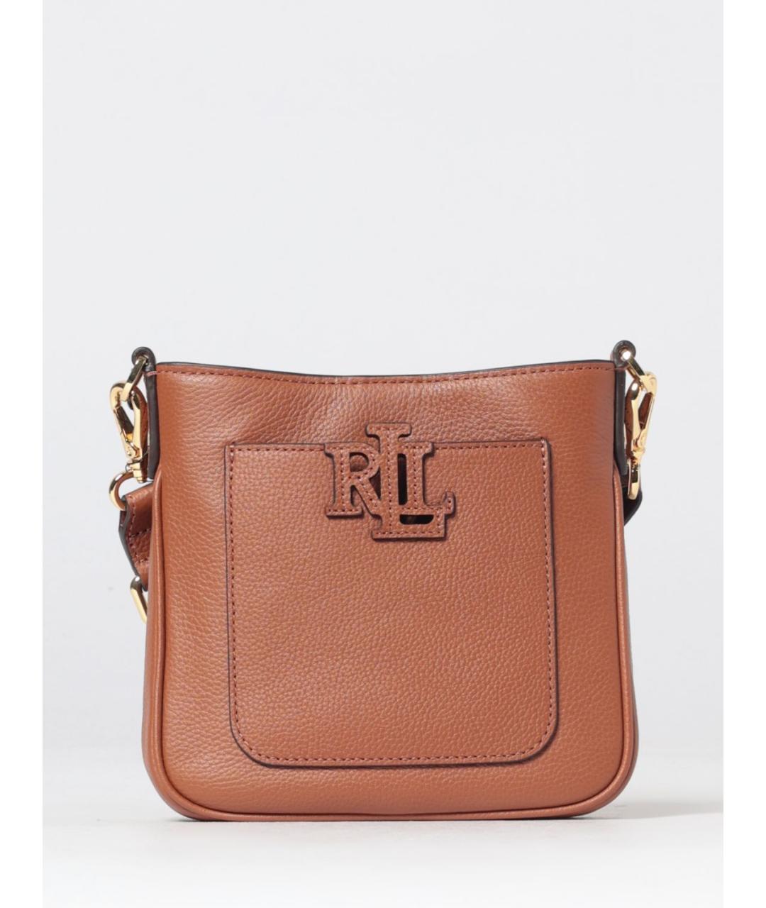 RALPH LAUREN Коричневая кожаная сумка через плечо, фото 1