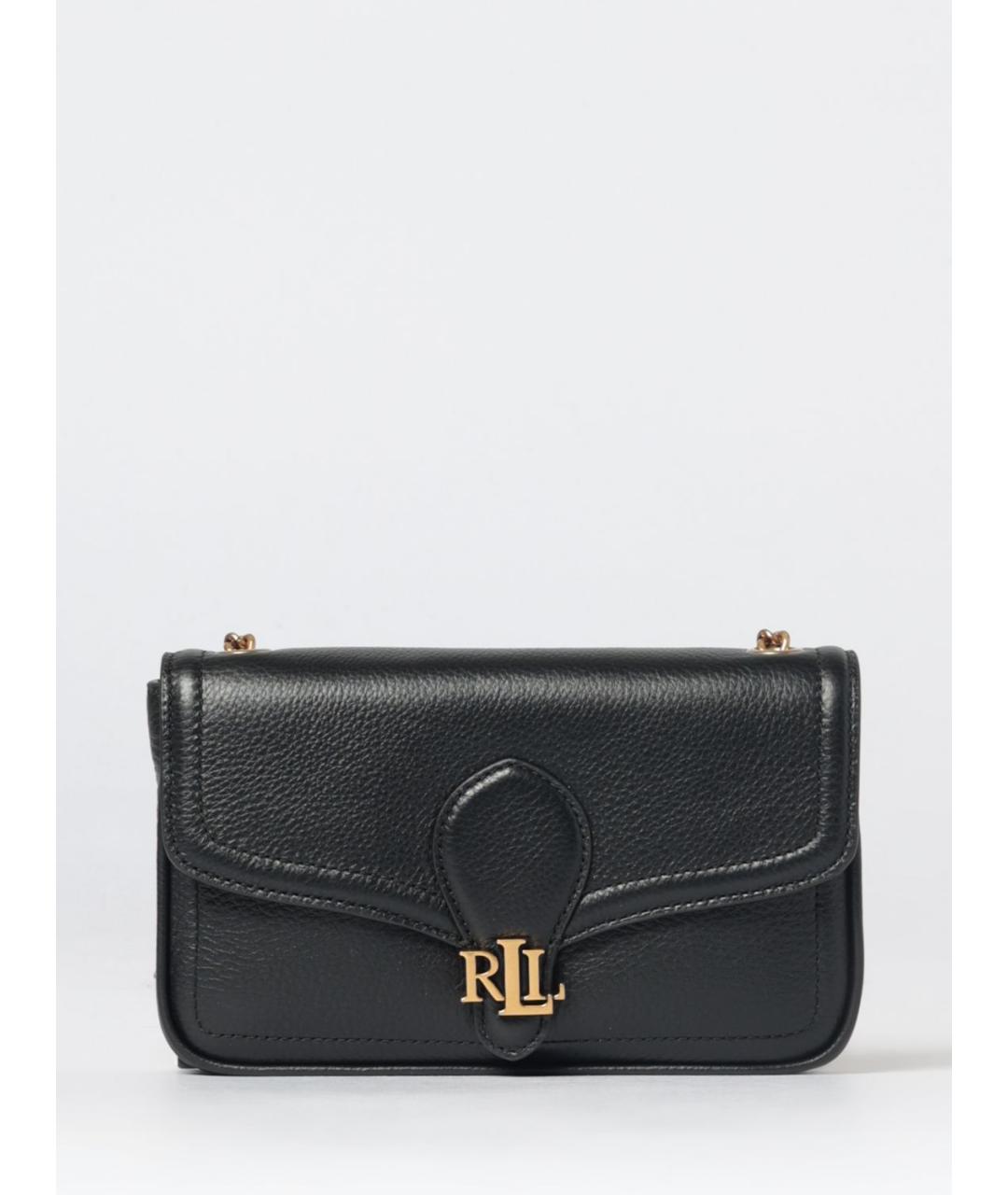 RALPH LAUREN Черная кожаная сумка через плечо, фото 1