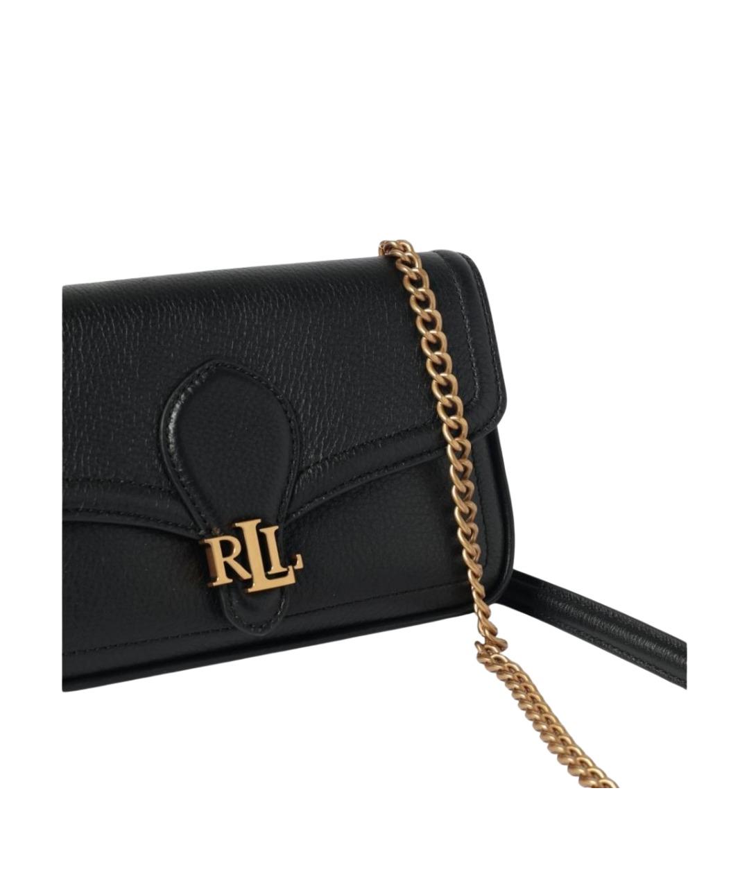 RALPH LAUREN Черная кожаная сумка через плечо, фото 3